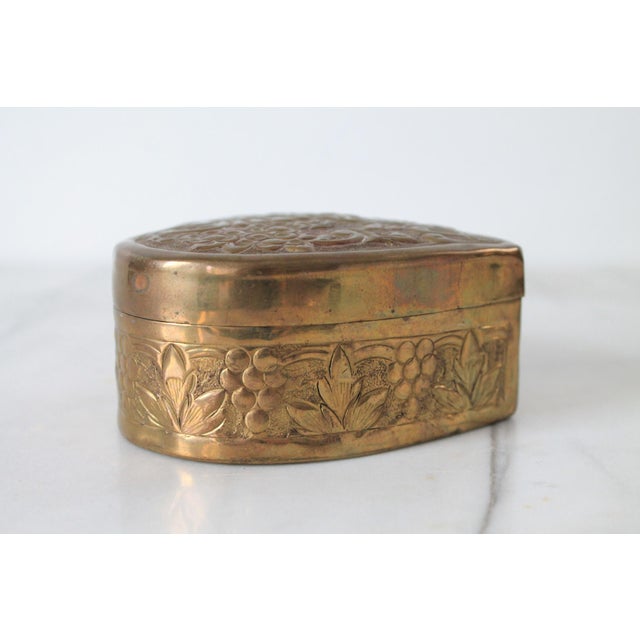 Brass Vintage Brass Heart Shaped Trinket Box For Sale - Image 8 of 10