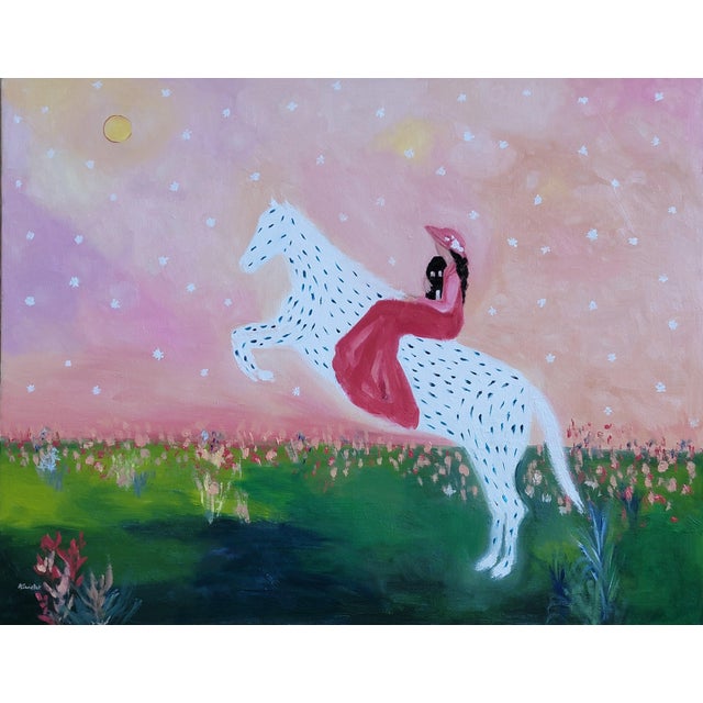 Spotted Horse Landscape, Equestrian Horse Oil Painting by Alexandra Swistak For Sale - Image 11 of 15