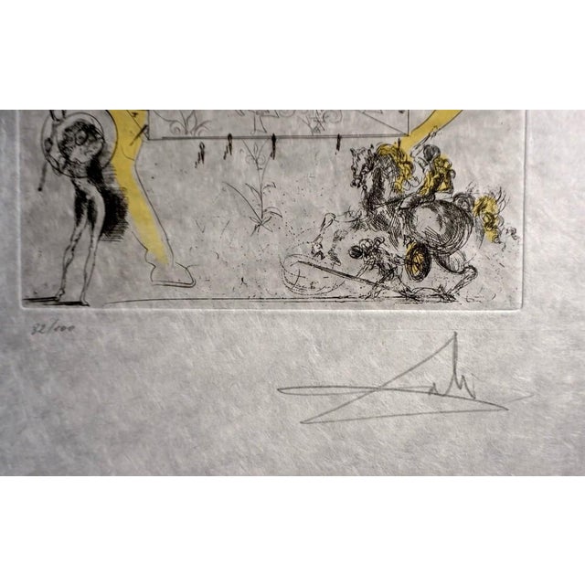 Surrealism 1970s Dali Chevalier Royal De l'Apocalypse Hand Signed Numbered Etching Surreal Rare For Sale - Image 3 of 3