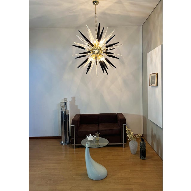 Murano Trasparent and Black Glass Sputnik Chandelier, 1990 For Sale - Image 18 of 18