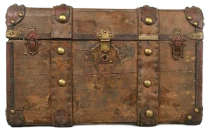 Wooden Chest with Brass Fittings, 1920s