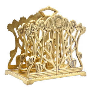 Early Art Nouveau English Brass Sunflower Letter Rack