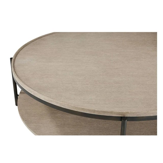 Beige Large Round Modern Cocktail Table For Sale - Image 8 of 9