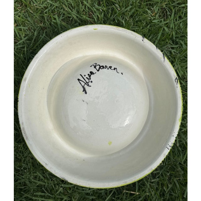 Vintage Hand-Painted Folk Art Shakespeare Dog Bowl, Signed For Sale - Image 11 of 11