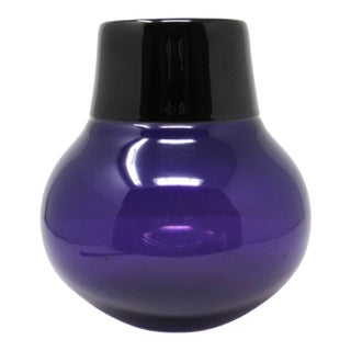 Steven Correia Purple &. Black Glass Vase: Hand-Blown, Signed 2001 For Sale