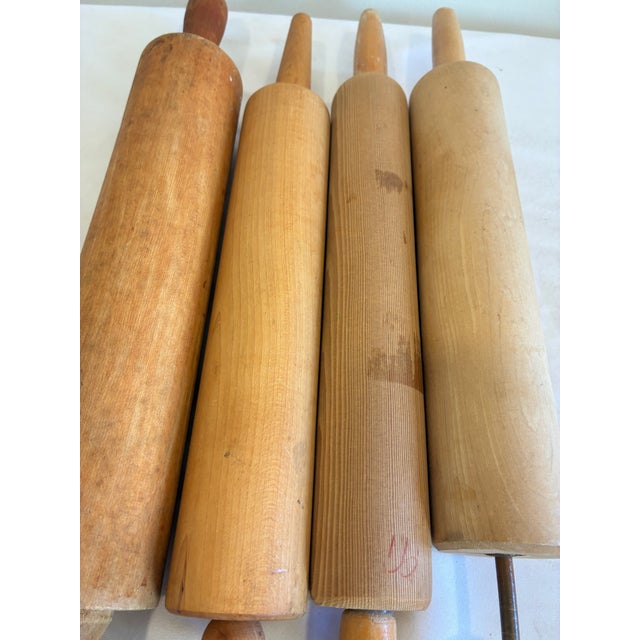 Mid 20th Century Set of 4 Vintage Wooden Rolling Pins Farmhouse Kitchen Decor For Sale - Image 5 of 8