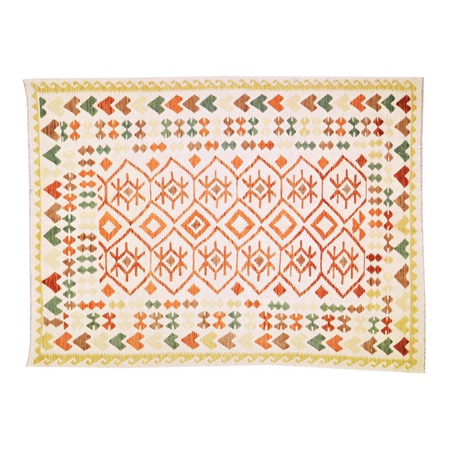 Afghan Maimana Flatweave Kilim Wool Rug, 6'x8'3'' For Sale