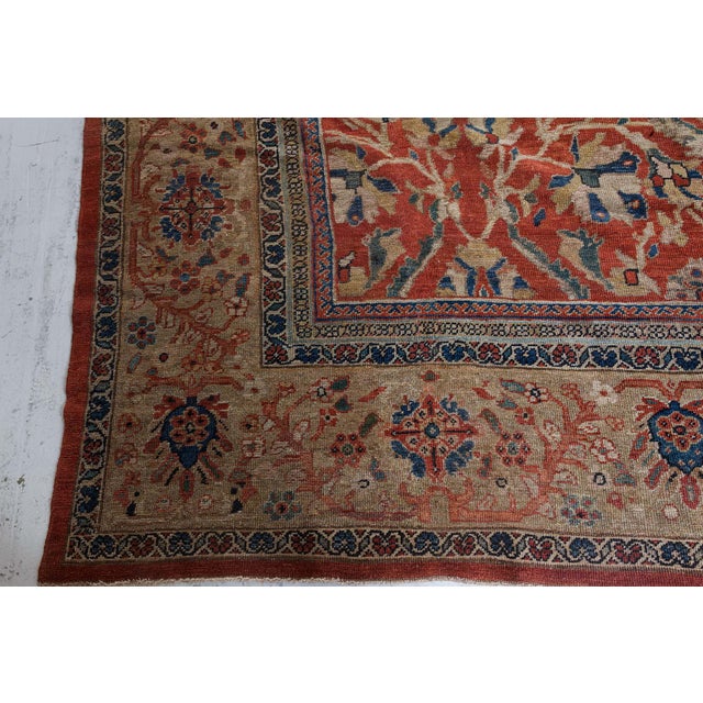 Orange Authentic 19th Century Persian Sultanabad Red Handmade Wool Rug For Sale - Image 8 of 8