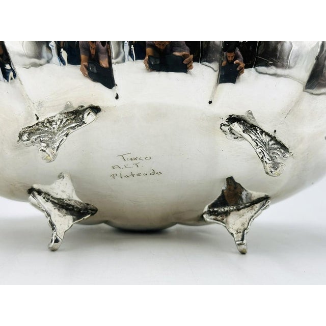 1960s Mexican Silver Plate Center Bowl With Abalone Fish Handles, Signed a.c.t. Taxco For Sale - Image 16 of 18