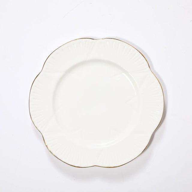 Set of 10 Art Deco Style Bone China Plates With 24Karat Gold Trim Signed Shelley For Sale - Image 12 of 14