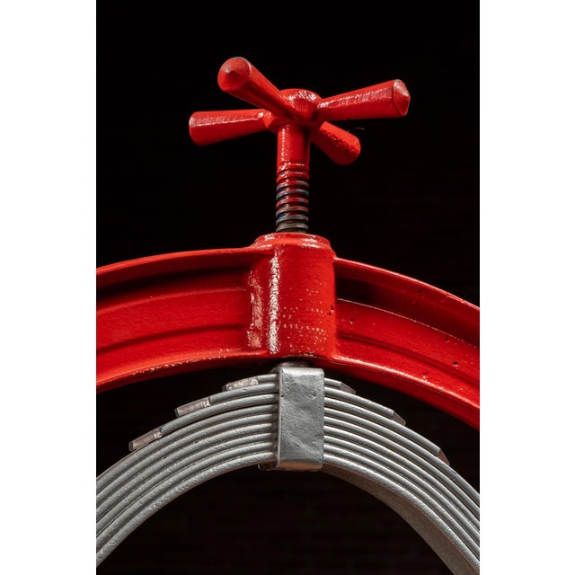 Red Vintage Industrial Cast Iron Laundry Wringer by H. P. Roberts For Sale - Image 8 of 10