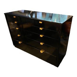 Edward Wormley Drexel Black Lacquer Lowboy For Sale