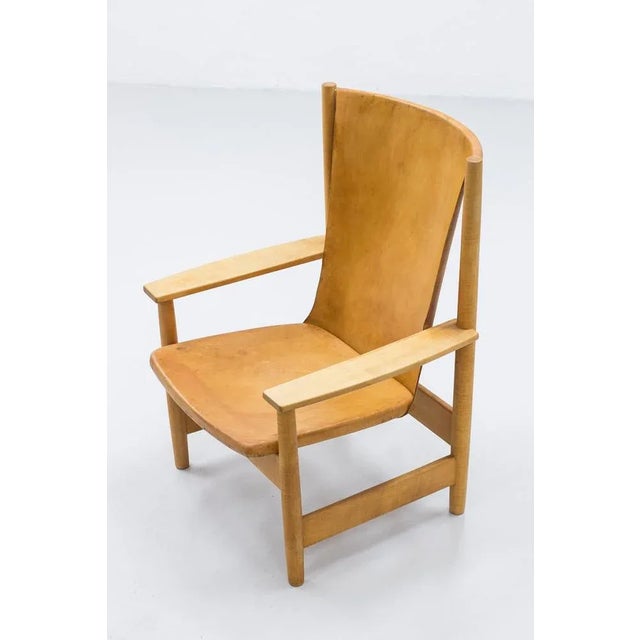 Modern Swedish Leather Lounge Chair, 1950s For Sale - Image 11 of 11