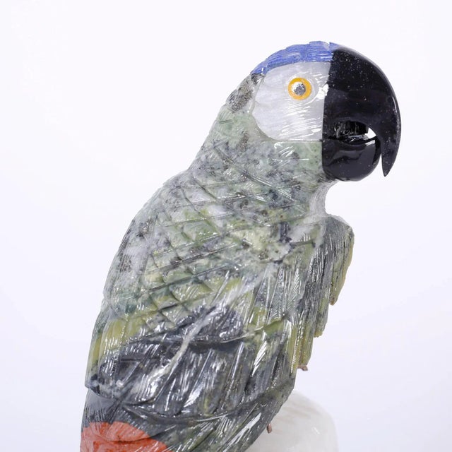 Metal Carved Stone Parrots - A Pair For Sale - Image 7 of 8
