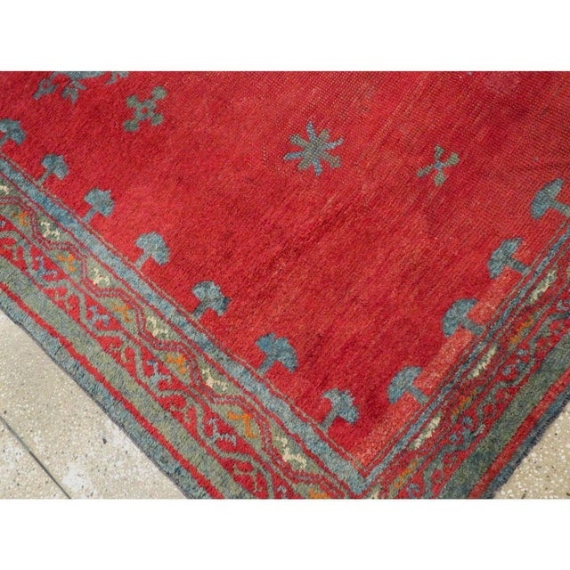Textile Galerie Shabab Collection Early 20th Century Handmade Turkish Oushak Gallery Rug in Red For Sale - Image 7 of 10