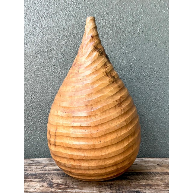 Wood Vintage Natural Wood Teardrop Vase For Sale - Image 7 of 13