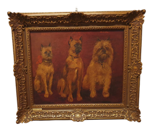 Allaert, Dogs, 1890s-1910s, Large Oil on Canvas, Framed