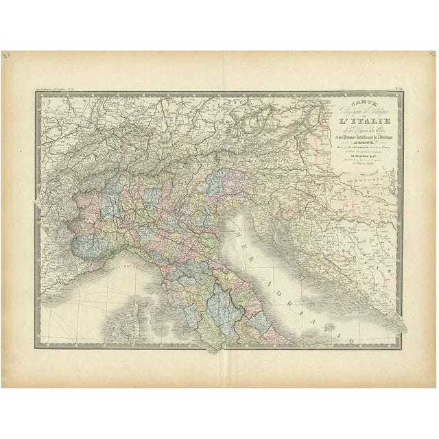 Late 19th Century Antique Map of Northern Italy by Levasseur, 1875 For Sale - Image 5 of 5