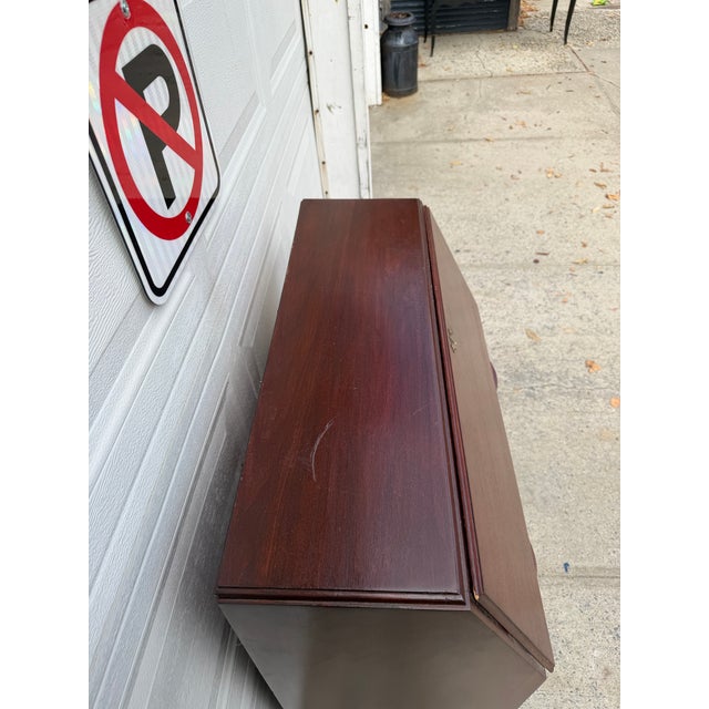Red Vintage Chippendale Style Mahogany Secretary Desk With Serpentine Drawers, Ball and Claw Feet & Drop Front For Sale - Image 8 of 12