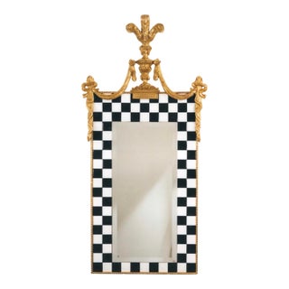Carol Canner for Carvers Guild Checkered & Drapes Mirror Signed C. 1994 For Sale
