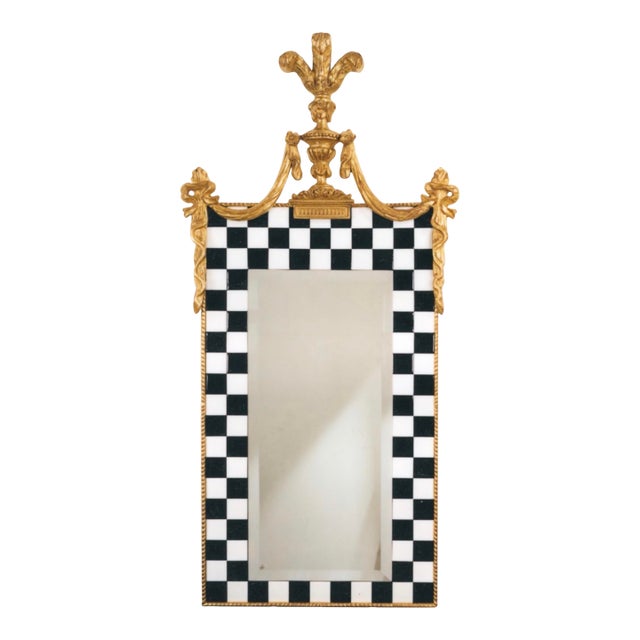 Carol Canner for Carvers Guild Checkered & Drapes Mirror Signed C. 1994 For Sale