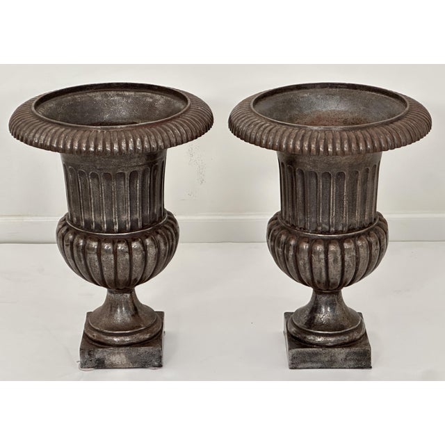 Mid 20th Century English Garden Urns or Planters of Burnished Cast Iron 'Priced Individually' For Sale - Image 5 of 9