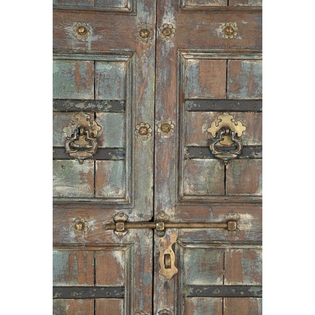Indian Antique Indian Painted Teakwood Door, C. 1880 For Sale - Image 3 of 4