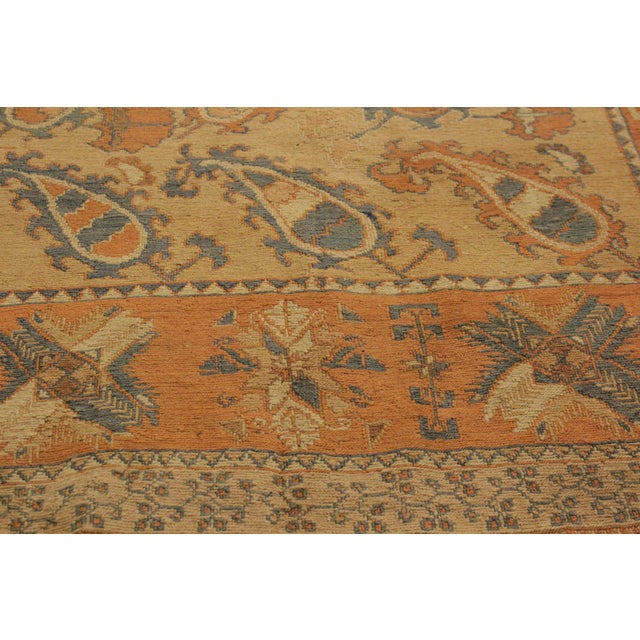 Textile 1970s Vintage Soumakh Russel Tan Rust Wool Rug- 5'8 X 7'5 For Sale - Image 7 of 9