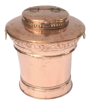 Large English Copper Urn or Bin with Hinged Lid