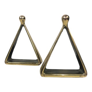 Pair of Modernist Ben Seibel Brass “Wishbone” Bookends For Sale