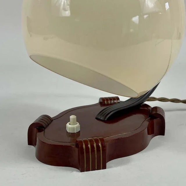Art Deco Bakelite and Opaline Table Lamp, 1930s For Sale - Image 13 of 18