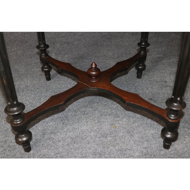 Brown 19th C Edwardian Flip Top Napkin Ebonized CardTable For Sale - Image 8 of 12