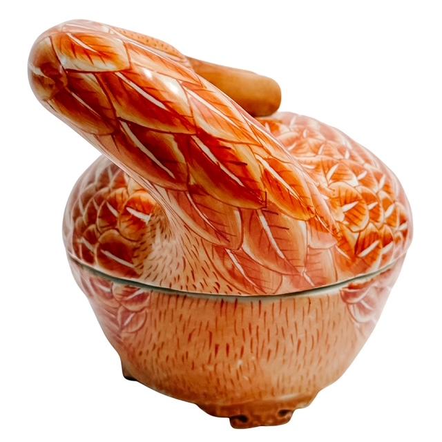 Orange Vintage Famille Rose Goose Form Tureen For Sale - Image 8 of 10