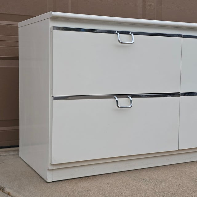 Contemporary 1980s Lane Post Modern Dresser With Chrome Accents For Sale - Image 3 of 7