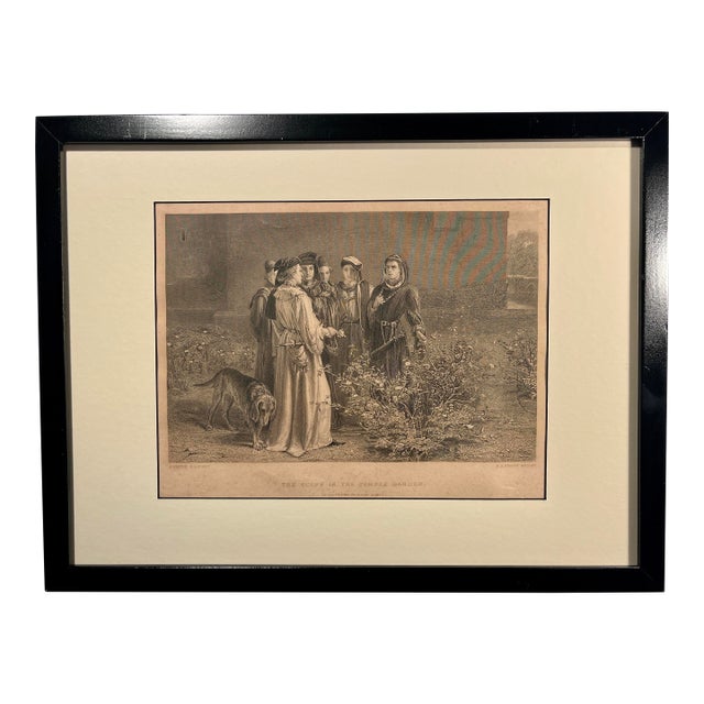 Late 19th Century "The Scene in the Temple Garden" Steel Engraving, Framed For Sale