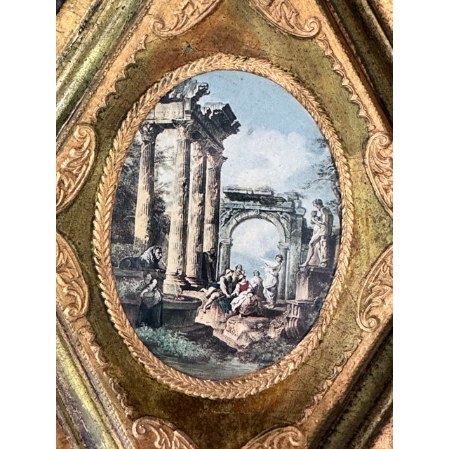 Here is a classically framed Mid-Century Florentine art print in diamond shape form. Crafted by skilled artisans in...
