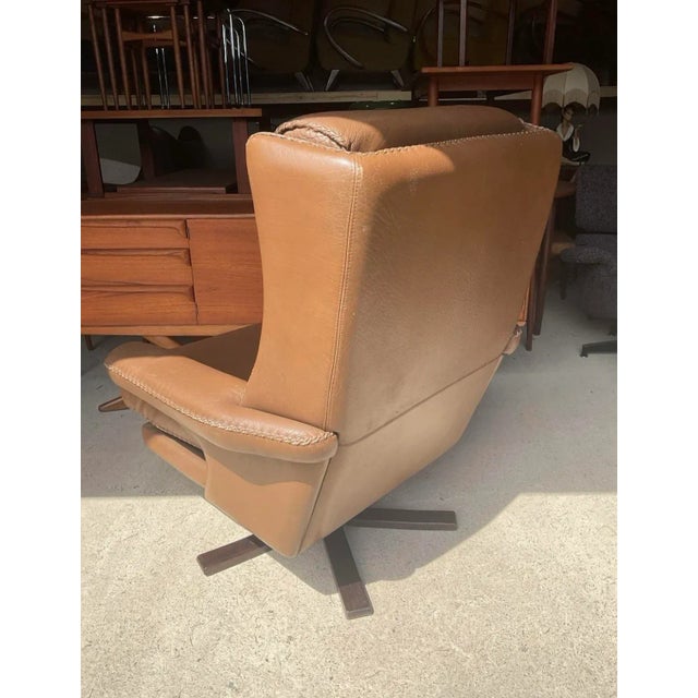 Mid-Century Modern Danish Bison Leather Armchair For Sale - Image 13 of 18