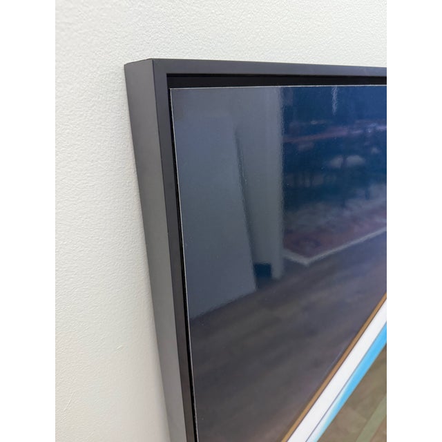 21st Century, Untitled, Abstract, Blue and Green, Framed Photograph on Acm of Boat Reflection in Water, Artist Geoffrey Baris For Sale - Image 4 of 7