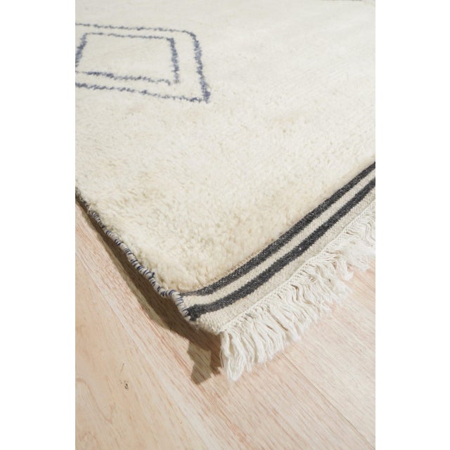 Contemporary 6x9 Selene Moroccan Ivory Diamond Contemporary Hand Knotted Wool Carpet Rug For Sale - Image 3 of 8