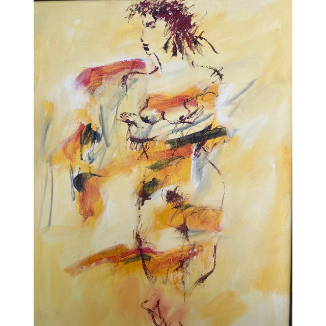 Nude painting of a woman. Acrylic on canvas, signed.