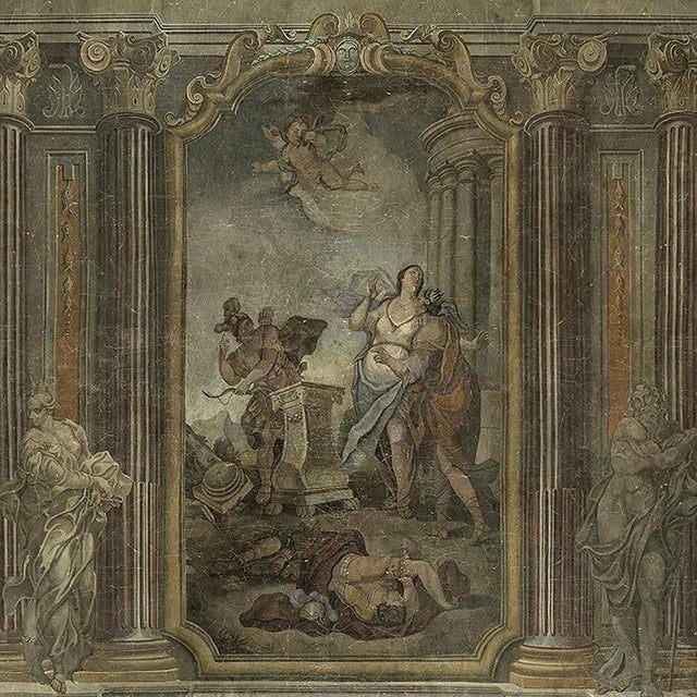 Antique Panoramic Wall Mural on Canvas, 1800s For Sale - Image 4 of 6