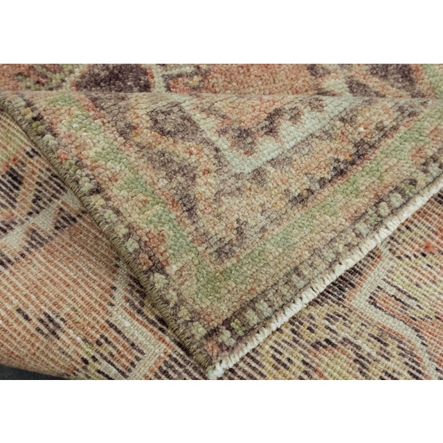 Textile Turkish Mini Rug Oriental Hand Knotted Vintage Rug 1'10" x 3'6" #11654 For Sale - Image 7 of 8