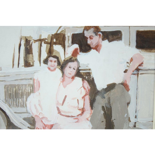 Late 20th Century Family Snapshot Original Acrylic Painting Signed For Sale - Image 4 of 4