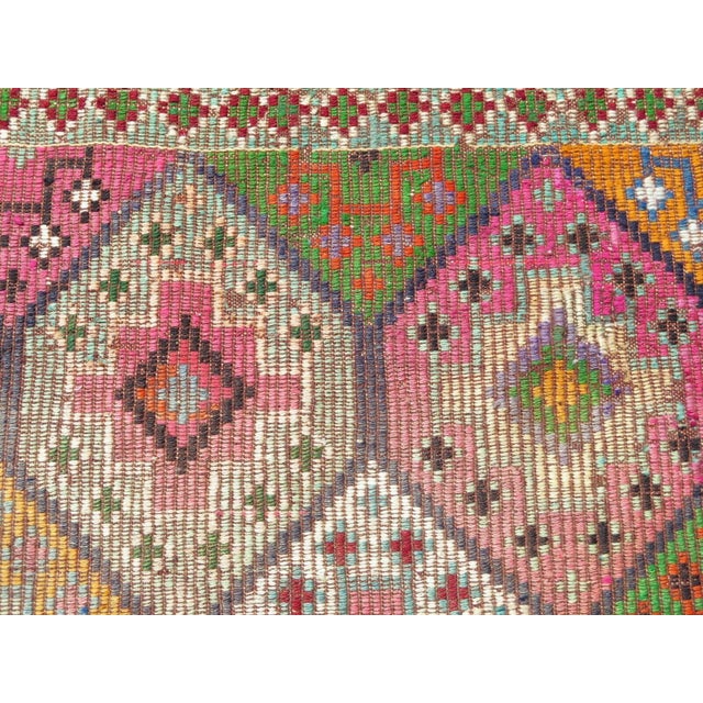 Beige 1960's Embroidery Multicolor Kilim Rug- 68"x104" For Sale - Image 8 of 13