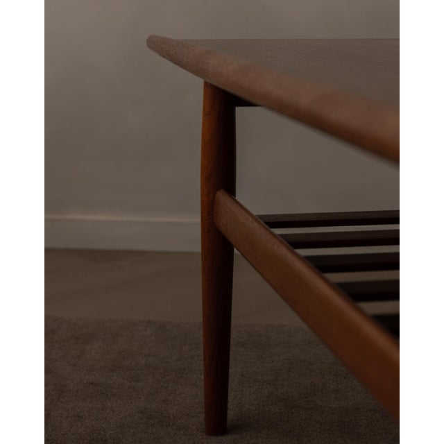 Brown Danish Teak Coffee Table with Slatted Frame in the style of Grete Jalk, 1960s For Sale - Image 8 of 18