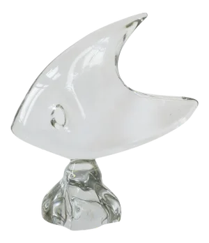 French Crystal Art Glass Fish Sculpture Made in Paris
