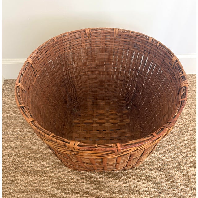 X Large Vintage Wicker Basket For Sale - Image 4 of 7