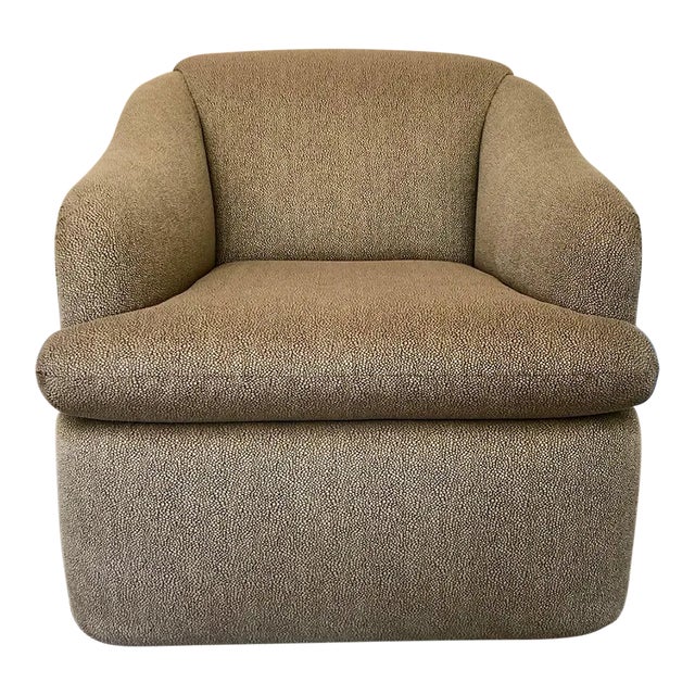 Kravet Tan Upholstered Swivel Chair For Sale