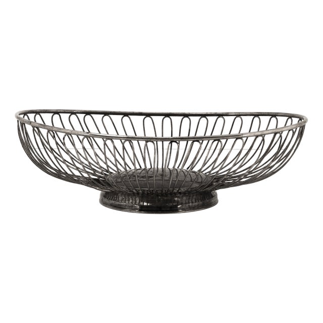 Mid-Century Modern Wire Basket with Silver Plating, 1950s For Sale