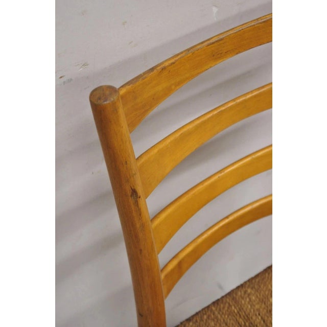 Vintage Gefa Gemla Mid Century Danish Modern Ladderback Rush Seat Side Chair For Sale In Philadelphia - Image 6 of 11